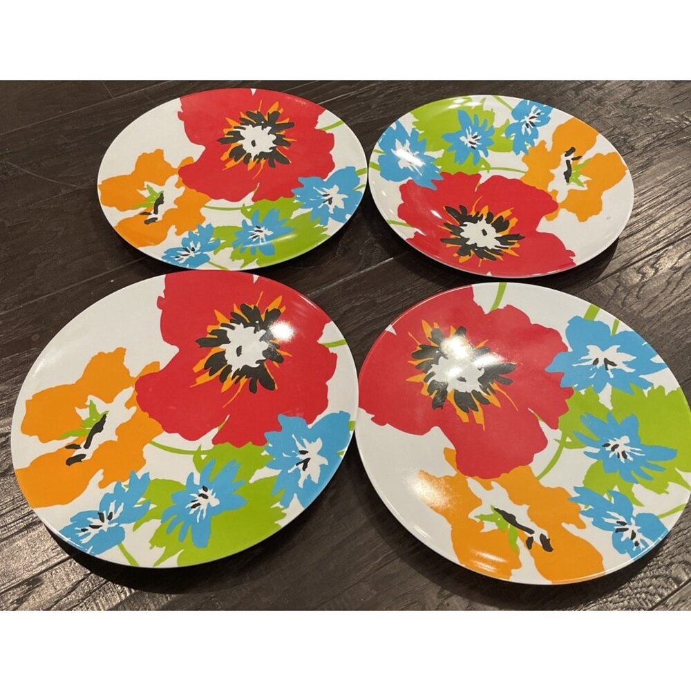 Mainstays Colorful Floral Tropical Melamine Dinner Plates‎ Plate Set Of 4 Beach